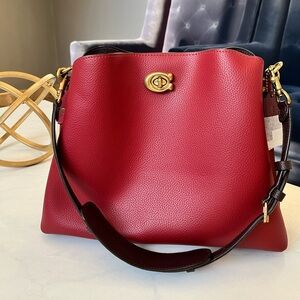 Coach Red and Brown Shoulder Bag